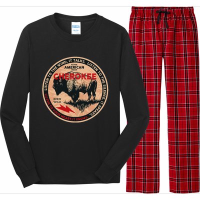 Cherokee Native American Indian Born Freedom Wild Buffalo Long Sleeve Pajama Set