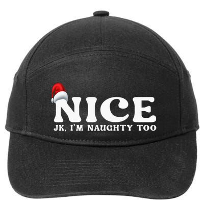 Couple Naughty And Nice Christmas Pajama On The Nice List Gift 7-Panel Snapback Hat