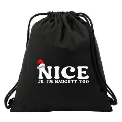 Couple Naughty And Nice Christmas Pajama On The Nice List Gift Drawstring Bag