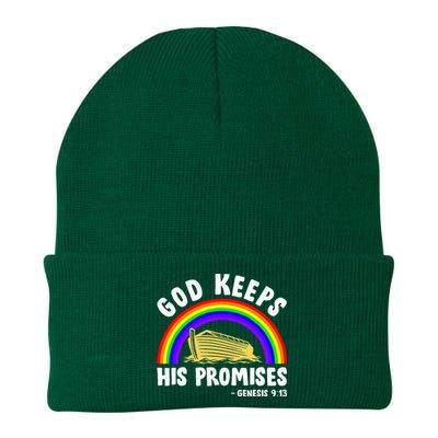 Christian Noah Ark Jesus God Keeps His Promises Rainbow Knit Cap Winter Beanie