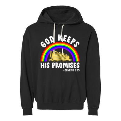 Christian Noah Ark Jesus God Keeps His Promises Rainbow Garment-Dyed Fleece Hoodie