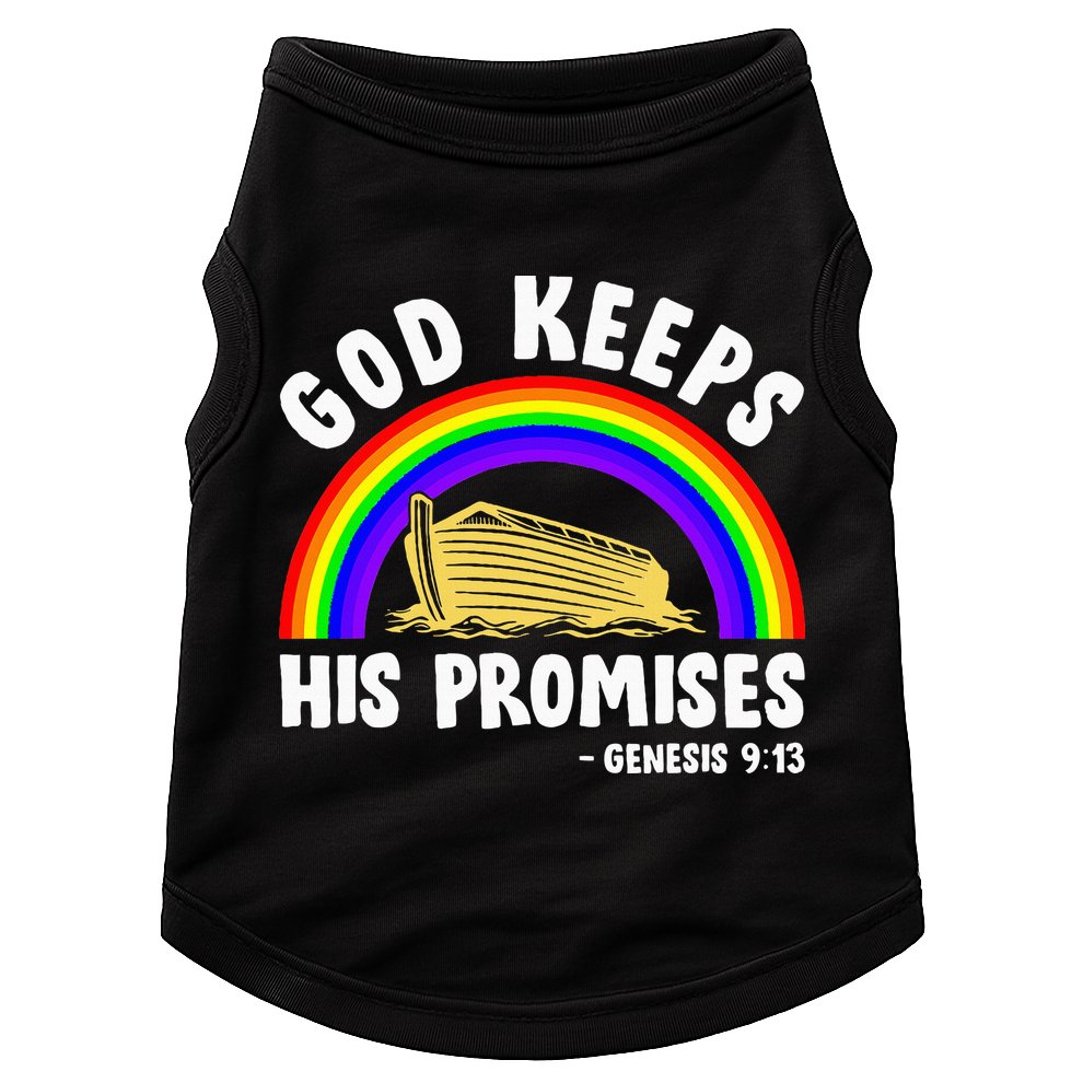Christian Noah Ark Jesus God Keeps His Promises Rainbow Doggie Tank