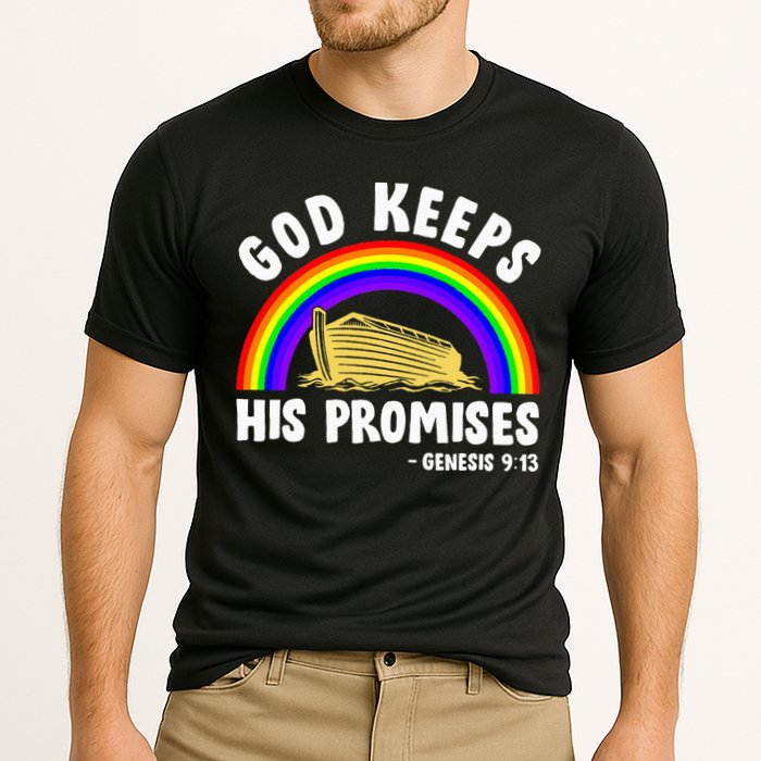 Christian Noah Ark Jesus God Keeps His Promises Rainbow Cooling Performance Crew T-Shirt