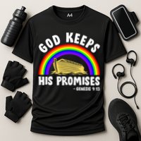 Christian Noah Ark Jesus God Keeps His Promises Rainbow Cooling Performance Crew T-Shirt