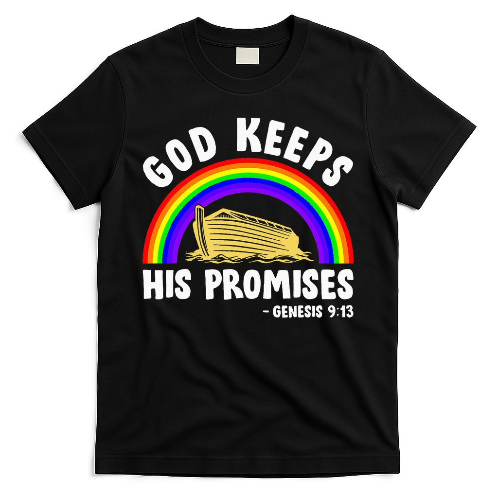 Christian Noah Ark Jesus God Keeps His Promises Rainbow T-Shirt