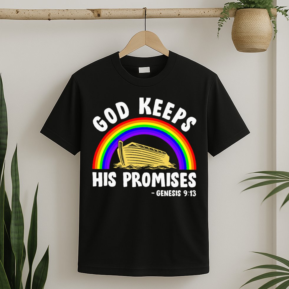 Christian Noah Ark Jesus God Keeps His Promises Rainbow T-Shirt