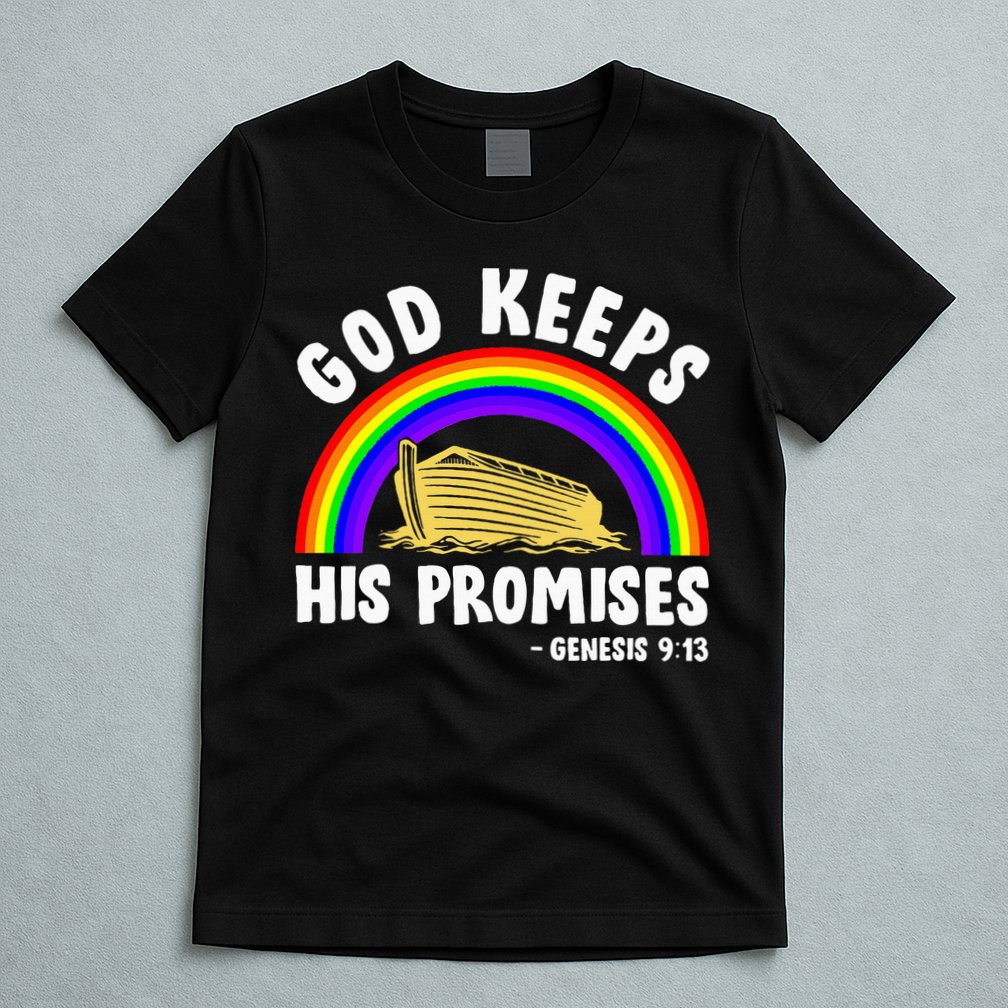 Christian Noah Ark Jesus God Keeps His Promises Rainbow T-Shirt