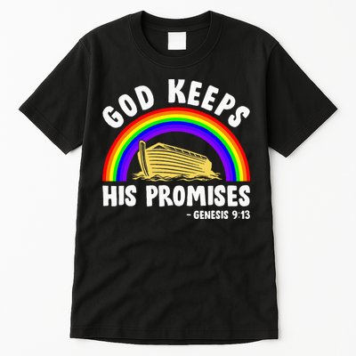 Christian Noah Ark Jesus God Keeps His Promises Rainbow Tall T-Shirt