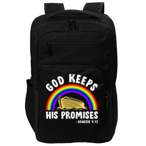 Christian Noah Ark Jesus God Keeps His Promises Rainbow Impact Tech Backpack