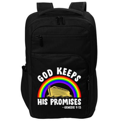 Christian Noah Ark Jesus God Keeps His Promises Rainbow Impact Tech Backpack