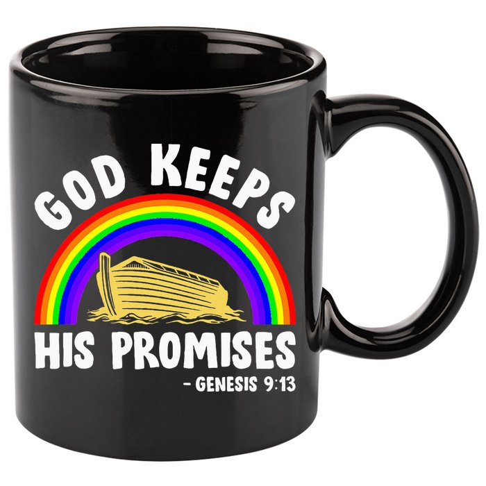 Christian Noah Ark Jesus God Keeps His Promises Rainbow 11oz C Handle Ceramic Mug