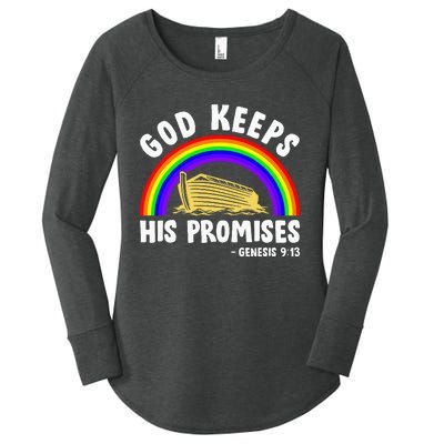 Christian Noah Ark Jesus God Keeps His Promises Rainbow Women's Perfect Tri Tunic Long Sleeve Shirt