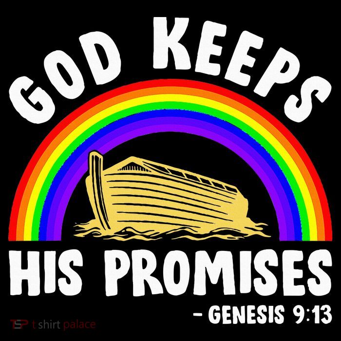 Christian Noah Ark Jesus God Keeps His Promises Rainbow Flatbill Hat