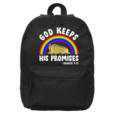 Christian Noah Ark Jesus God Keeps His Promises Rainbow 16 in Basic Backpack