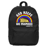 Christian Noah Ark Jesus God Keeps His Promises Rainbow 16 in Basic Backpack