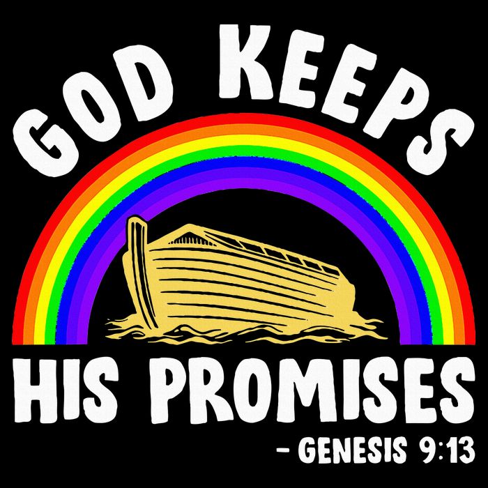 Christian Noah Ark Jesus God Keeps His Promises Rainbow 16 in Basic Backpack
