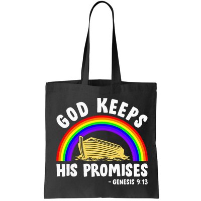 Christian Noah Ark Jesus God Keeps His Promises Rainbow Bag