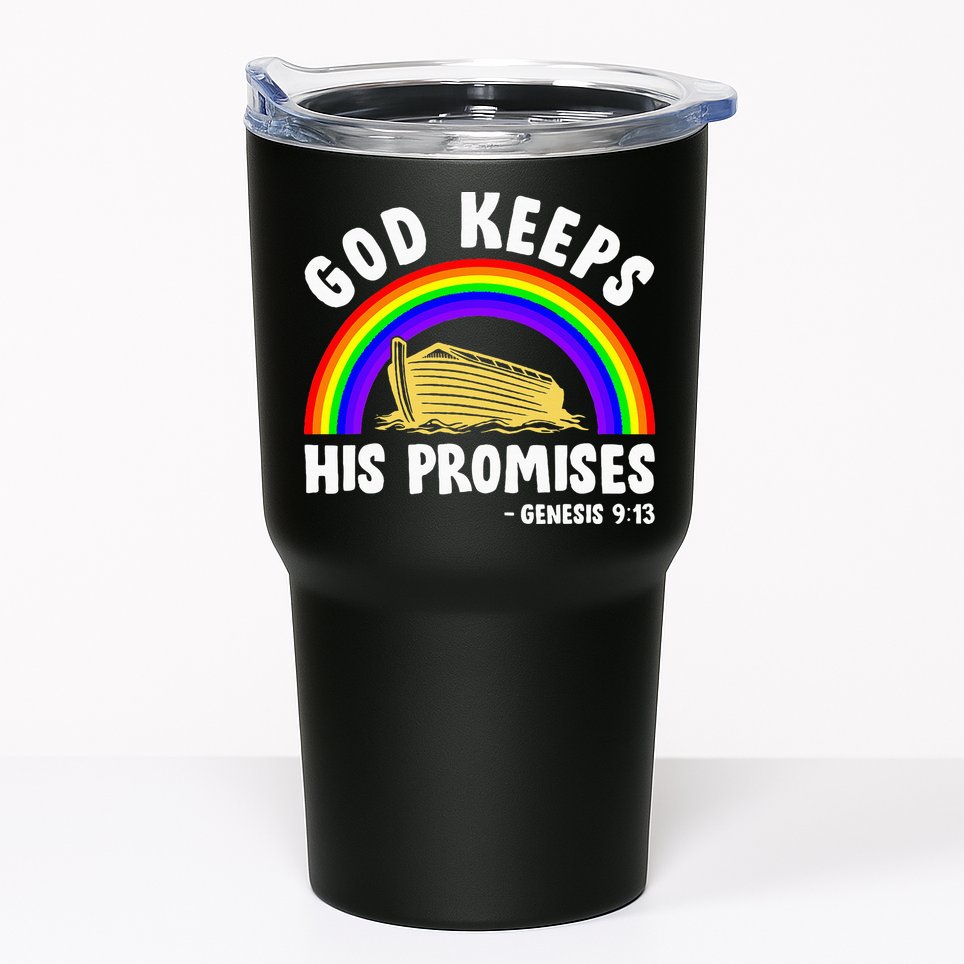 Christian Noah Ark Jesus God Keeps His Promises Rainbow Tumbler
