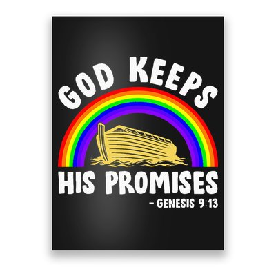 Christian Noah Ark Jesus God Keeps His Promises Rainbow Poster