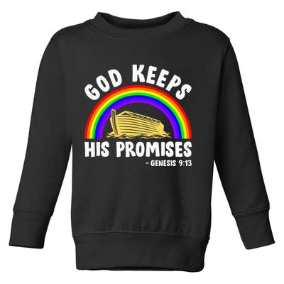 Christian Noah Ark Jesus God Keeps His Promises Rainbow Toddler Sweatshirt