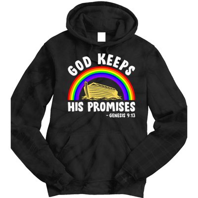 Christian Noah Ark Jesus God Keeps His Promises Rainbow Tie Dye Hoodie