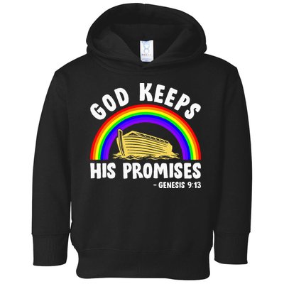 Christian Noah Ark Jesus God Keeps His Promises Rainbow Toddler Hoodie