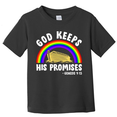 Christian Noah Ark Jesus God Keeps His Promises Rainbow Toddler T-Shirt