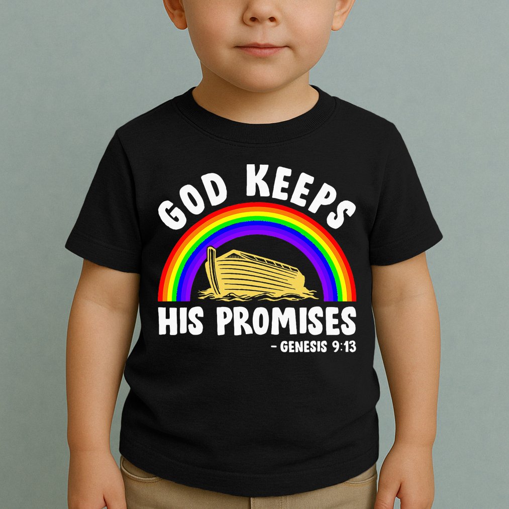 Christian Noah Ark Jesus God Keeps His Promises Rainbow Toddler T-Shirt