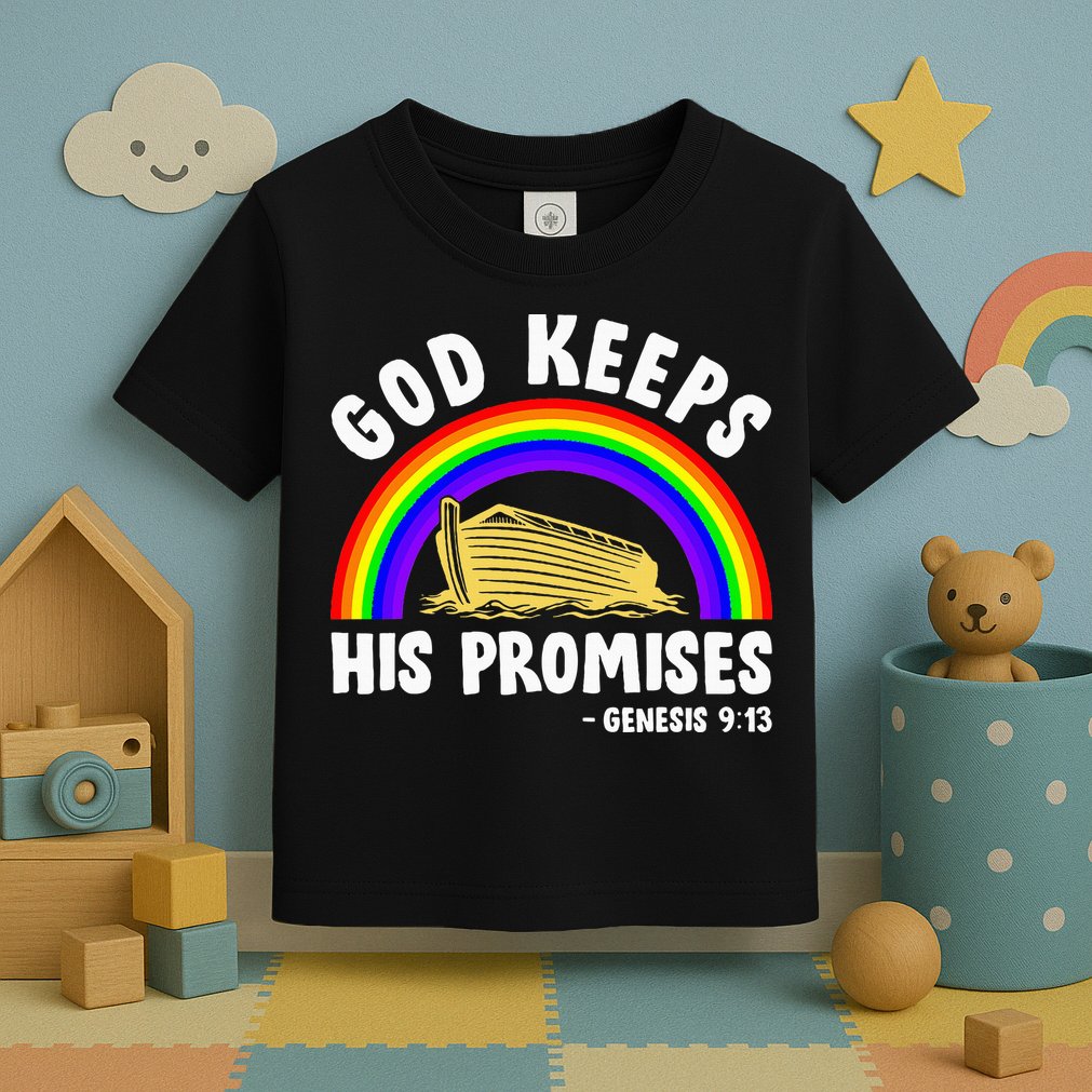 Christian Noah Ark Jesus God Keeps His Promises Rainbow Toddler T-Shirt