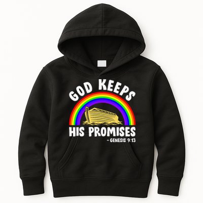 Christian Noah Ark Jesus God Keeps His Promises Rainbow Kids Hoodie