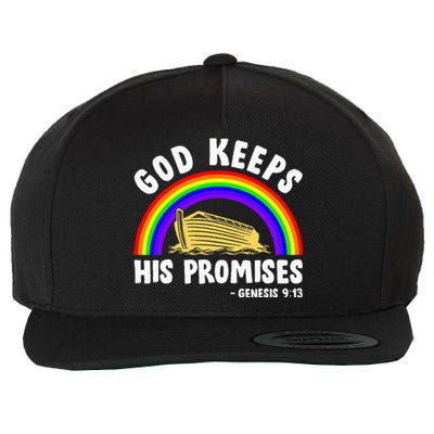 Christian Noah Ark Jesus God Keeps His Promises Rainbow Wool Snapback Cap