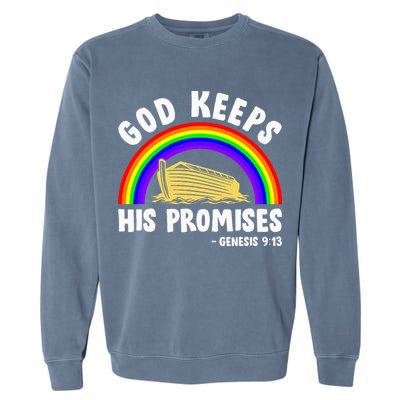 Christian Noah Ark Jesus God Keeps His Promises Rainbow Garment-Dyed Sweatshirt