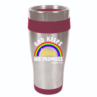 Christian Noah Ark Jesus God Keeps His Promises Rainbow 16oz Travel Tumbler