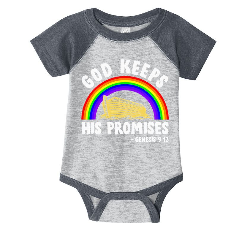 Christian Noah Ark Jesus God Keeps His Promises Rainbow Infant Baby Jersey Bodysuit