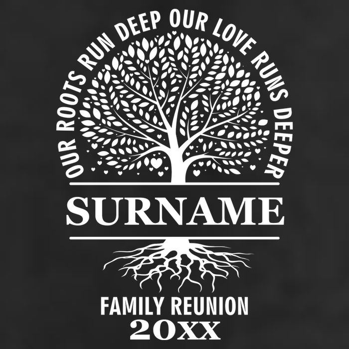 Custom Name And Year Family Reunion Our Roots Run Deep Our Love Runs Deeper 7 Panel Mesh Trucker Snapback Hat
