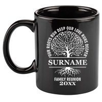 Custom Name And Year Family Reunion Our Roots Run Deep Our Love Runs Deeper 11oz C Handle Ceramic Mug