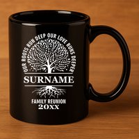 Custom Name And Year Family Reunion Our Roots Run Deep Our Love Runs Deeper 11oz C Handle Ceramic Mug