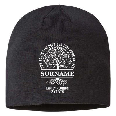 Custom Name And Year Family Reunion Our Roots Run Deep Our Love Runs Deeper Sustainable Beanie
