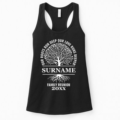 Custom Name And Year Family Reunion Our Roots Run Deep Our Love Runs Deeper Womens Tank Top