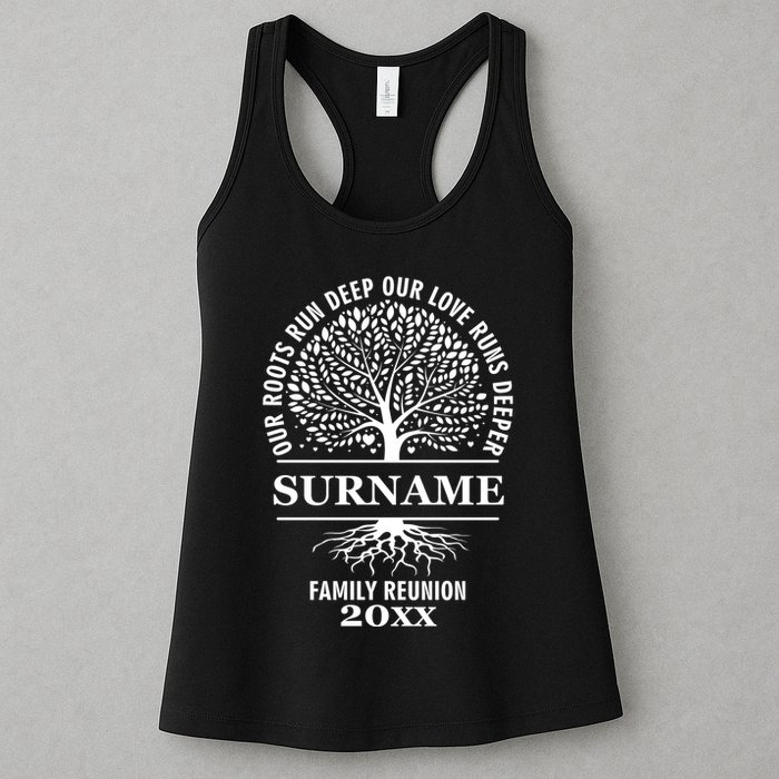 Custom Name And Year Family Reunion Our Roots Run Deep Our Love Runs Deeper Womens Tank Top