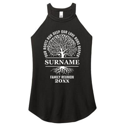 Custom Name And Year Family Reunion Our Roots Run Deep Our Love Runs Deeper Women's Perfect Tri Rocker Tank