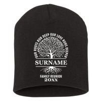 Custom Name And Year Family Reunion Our Roots Run Deep Our Love Runs Deeper Short Acrylic Beanie