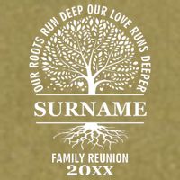 Custom Name And Year Family Reunion Our Roots Run Deep Our Love Runs Deeper Garment-Dyed Women's Muscle Tee