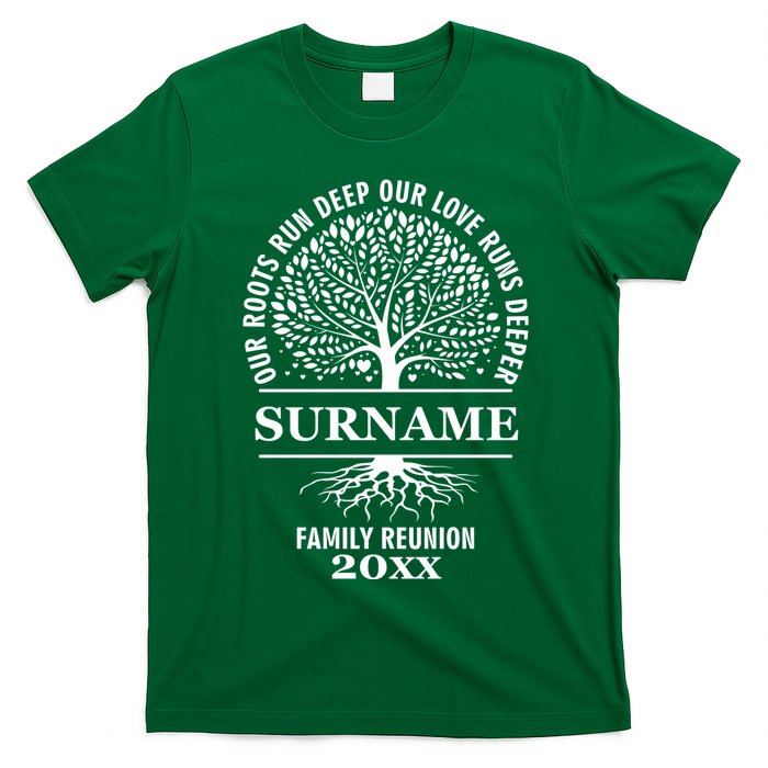 Custom Name And Year Family Reunion Our Roots Run Deep Our Love Runs Deeper T-Shirt