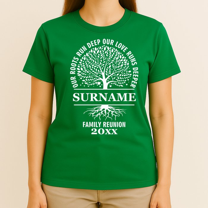 Custom Name And Year Family Reunion Our Roots Run Deep Our Love Runs Deeper T-Shirt