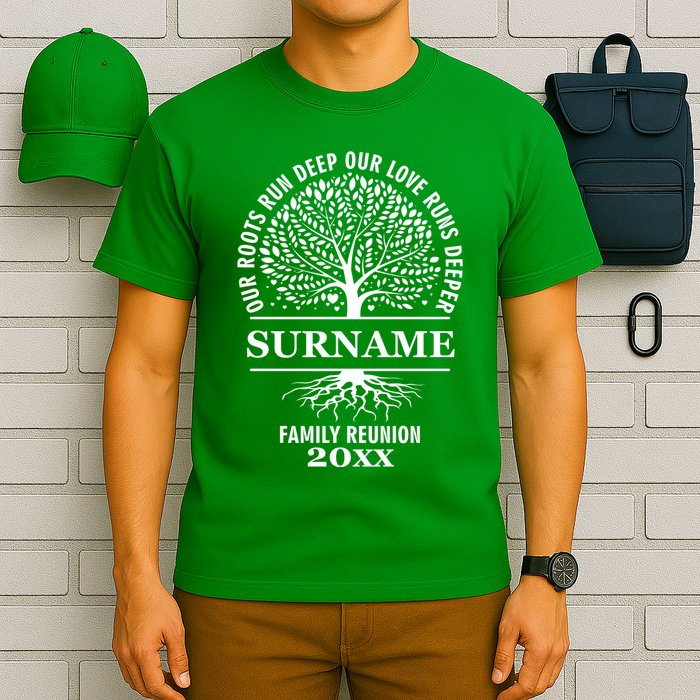 Custom Name And Year Family Reunion Our Roots Run Deep Our Love Runs Deeper T-Shirt