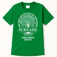 Custom Name And Year Family Reunion Our Roots Run Deep Our Love Runs Deeper Tall T-Shirt
