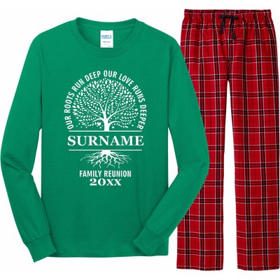 Custom Name And Year Family Reunion Our Roots Run Deep Our Love Runs Deeper Long Sleeve Pajama Set