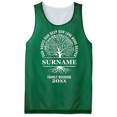 Custom Name And Year Family Reunion Our Roots Run Deep Our Love Runs Deeper Mesh Reversible Basketball Jersey Tank