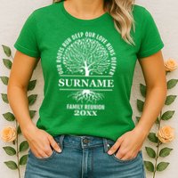 Custom Name And Year Family Reunion Our Roots Run Deep Our Love Runs Deeper Womens T-Shirt